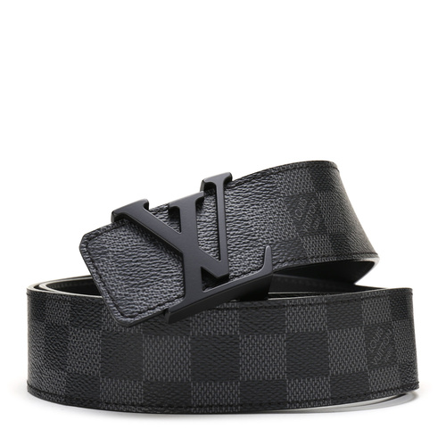 Louis Vuitton/路易威登灰棋格黑色logo扣腰带 90#