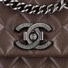Chanel/香奈儿 棕色山羊皮菱格纹双C锁扣女士口盖包