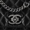 Chanel/香奈儿 黑色山羊皮菱格纹双C锁扣女士口盖包