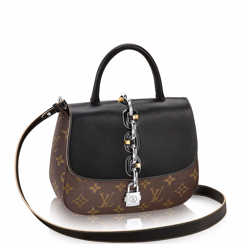 Louis Vuitton/路易威登 17新款 女士黑色拼老花Monogram帆布/配皮 Chain It